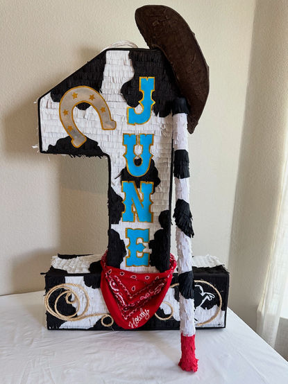 Western Cowboy Cow Print Number One Piñata