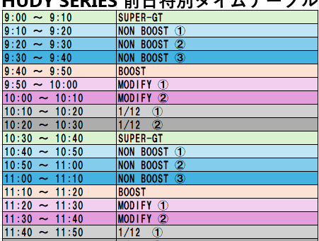 7月4日(土)HUDY JAPAN参加選手へ前日の特別タイムスケジュール