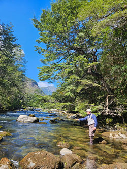 Fly Fishing on a river in Pucón, Chile