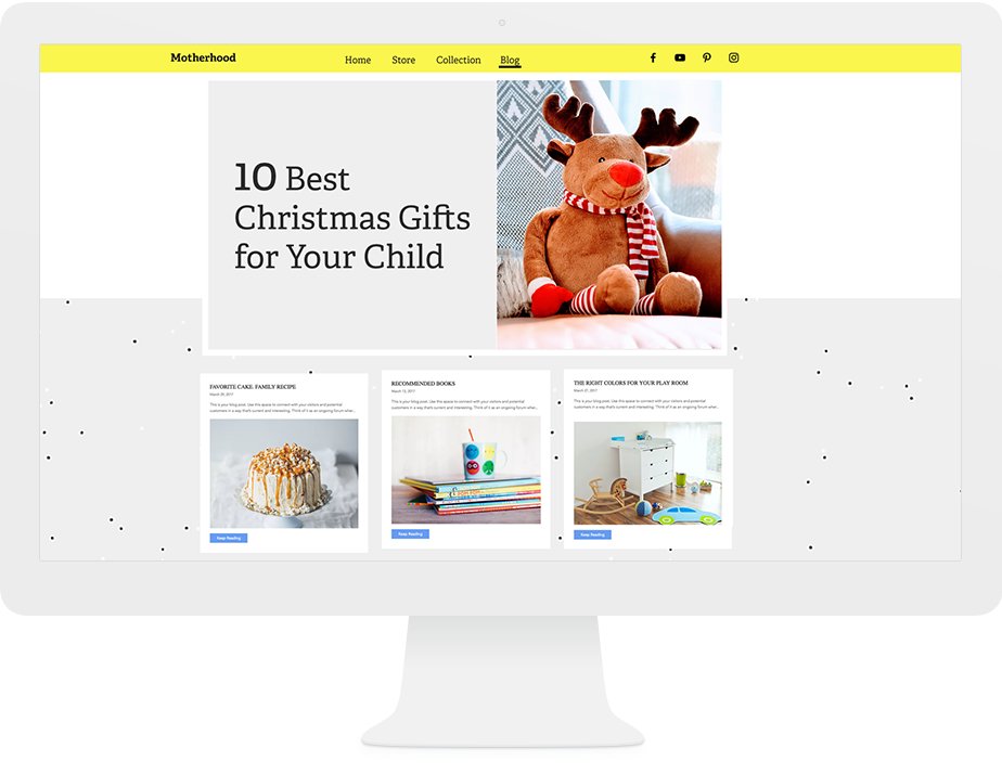 eCommerce website featuring blog articles.