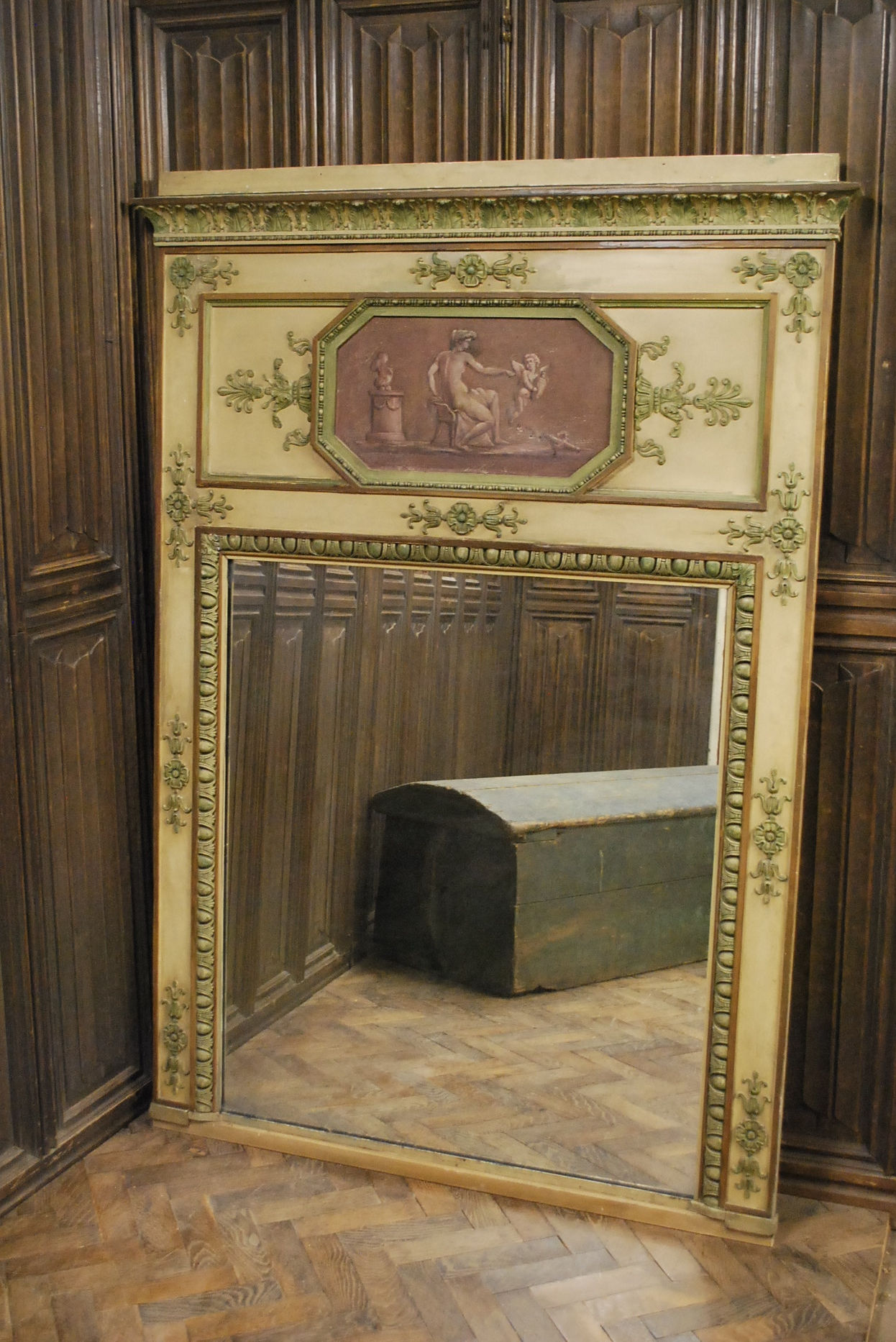 Painted Neo-Classical trumeau Overmantle Mirror