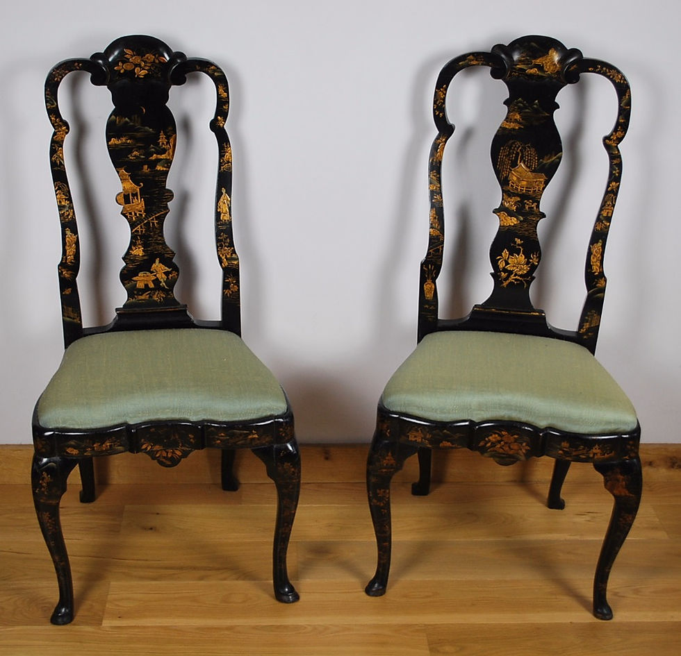 Thumbnail: Set of six Japanned /lacquered chairs