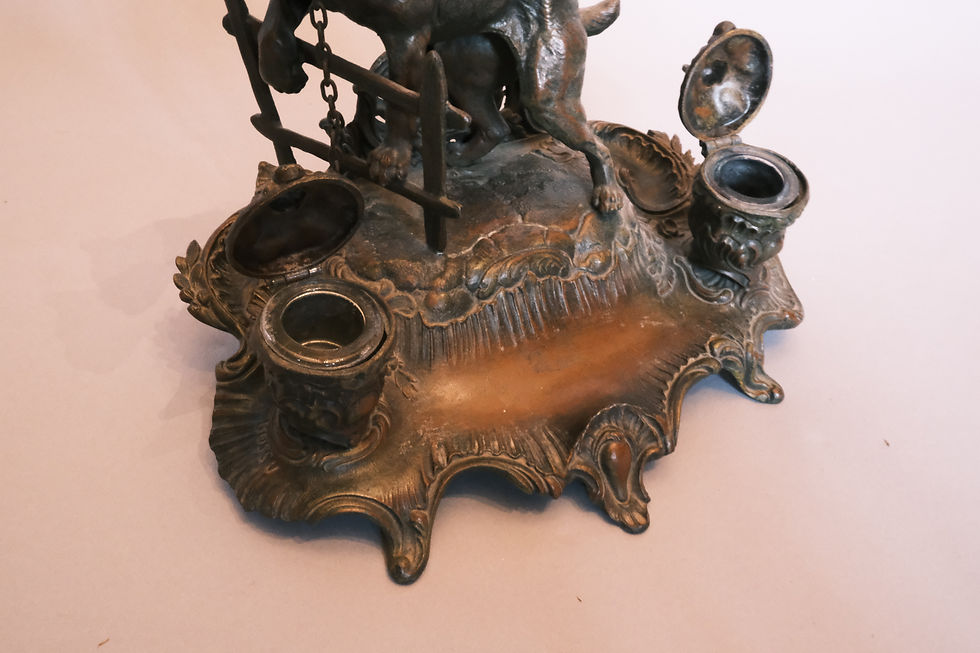 Thumbnail: Antique French Standish/ Ink stand with dog