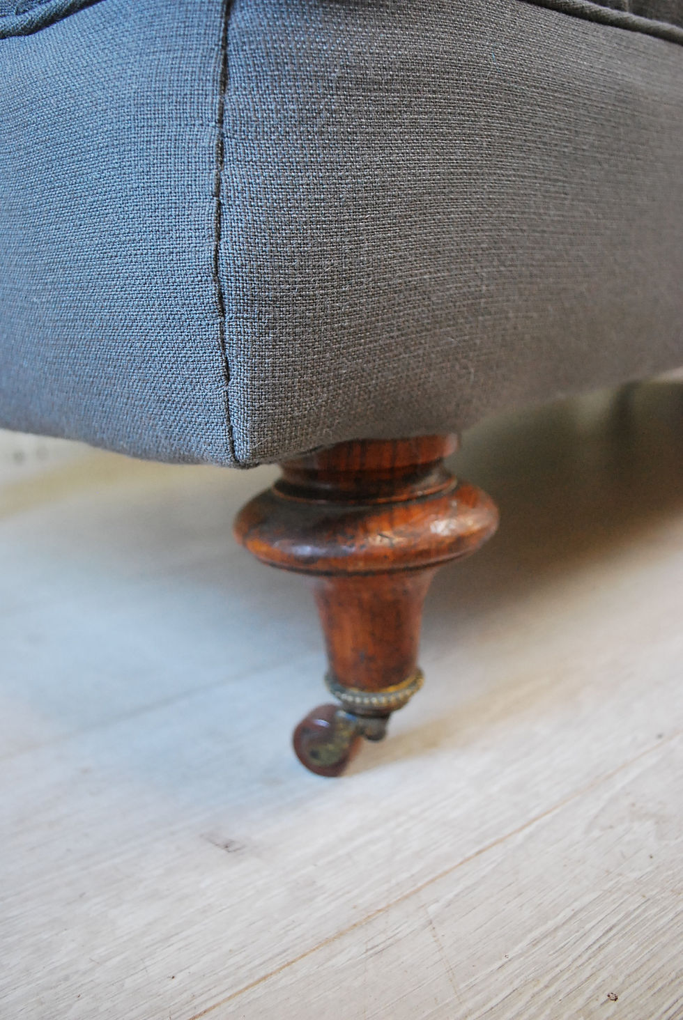 Thumbnail: Large Antique Upholstered Ottoman/Stool