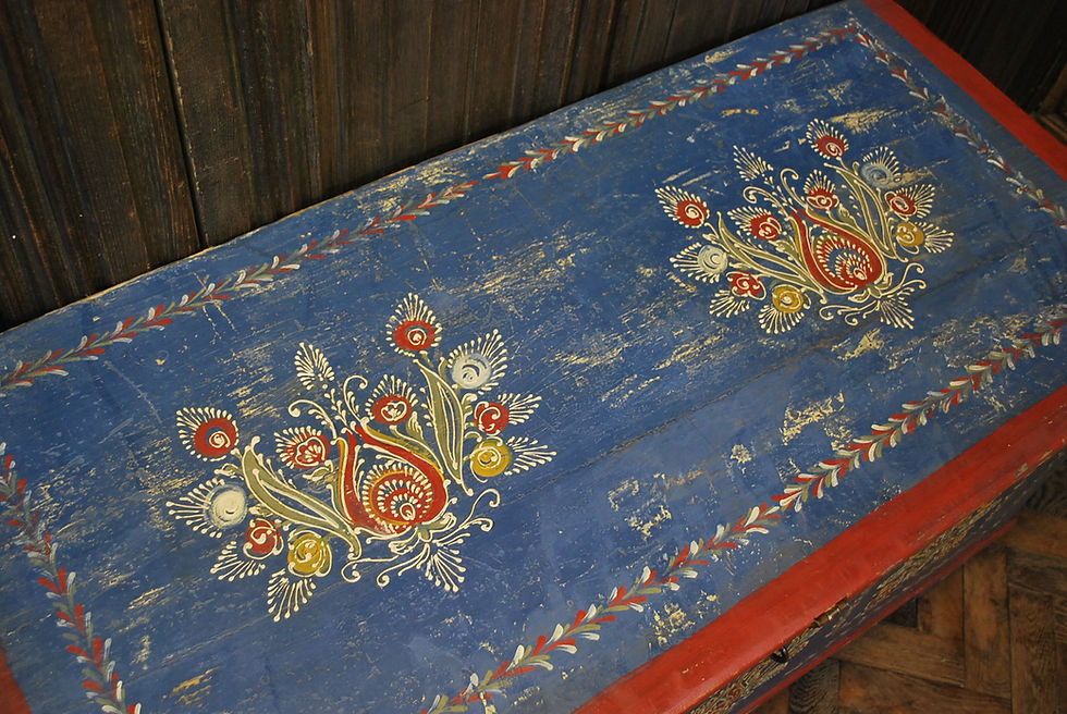 Thumbnail: Folk art painted blanket box