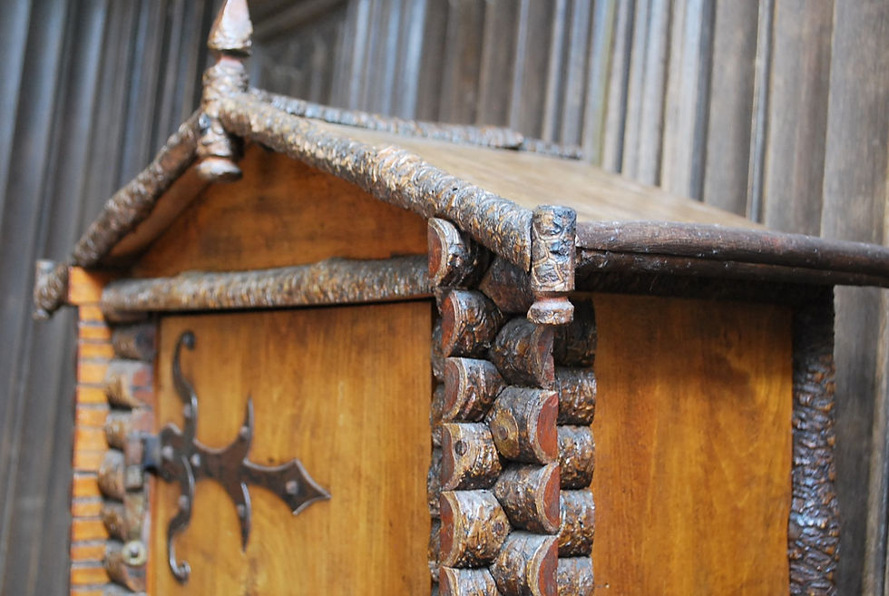 Thumbnail: Antique Rustic Swiss Log Cabin Hanging Cupboard