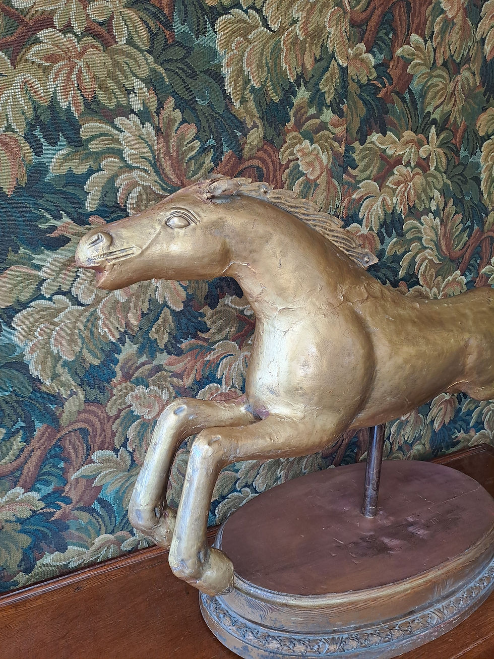 Thumbnail: LARGE GILT FRENCH HORSE SCULPTURE