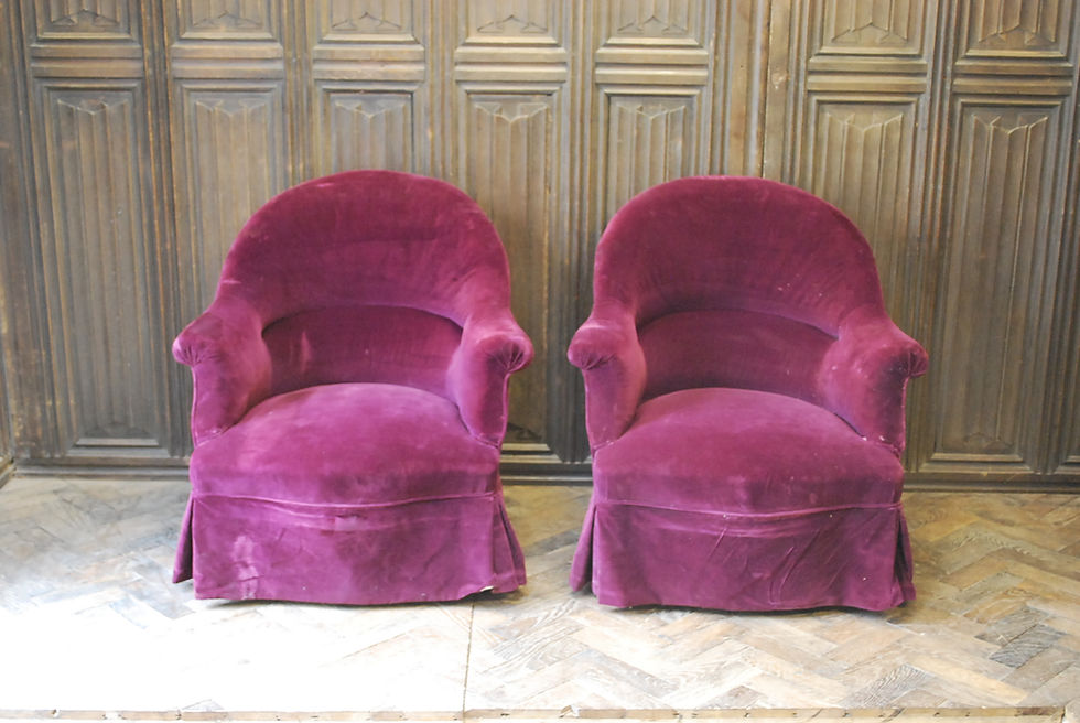 Thumbnail: Pair of French Upholstered Fauteuil Armchairs