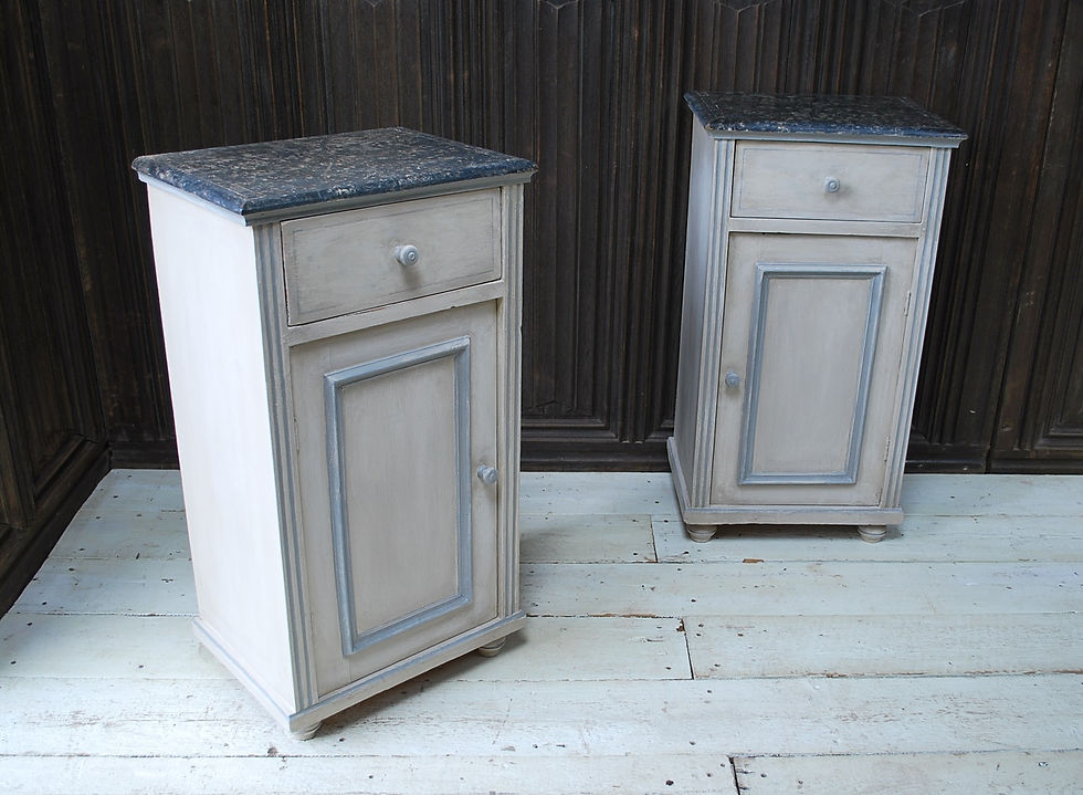 Pair of Antique Painted Pine Bedside Cabinets / Nightstands