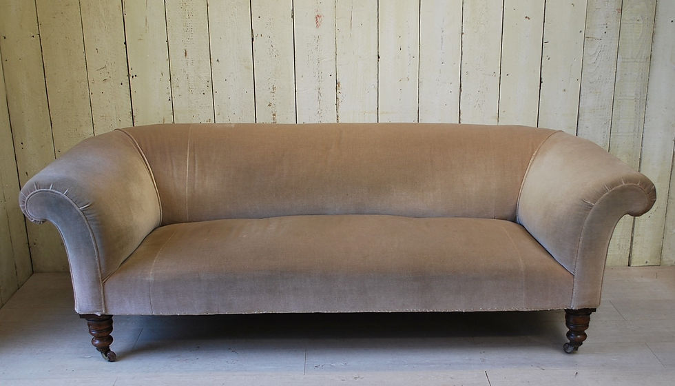 Thumbnail: Antique English Upholstered Chesterfield Sofa