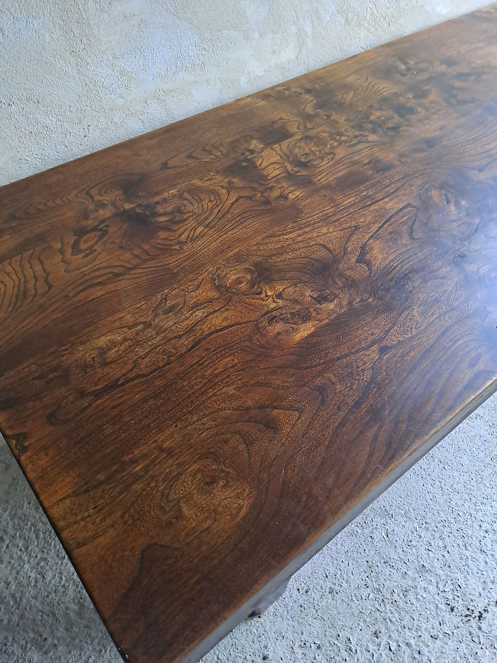 Thumbnail: Thick top French elm farm table