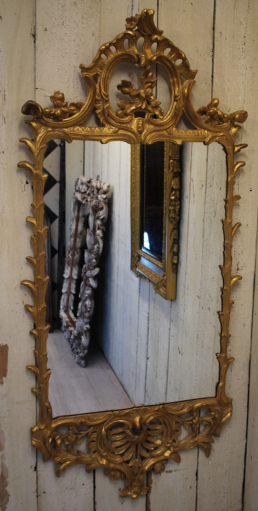 Thumbnail: Antique Irish Giltwood Overmantle Wall Mirror