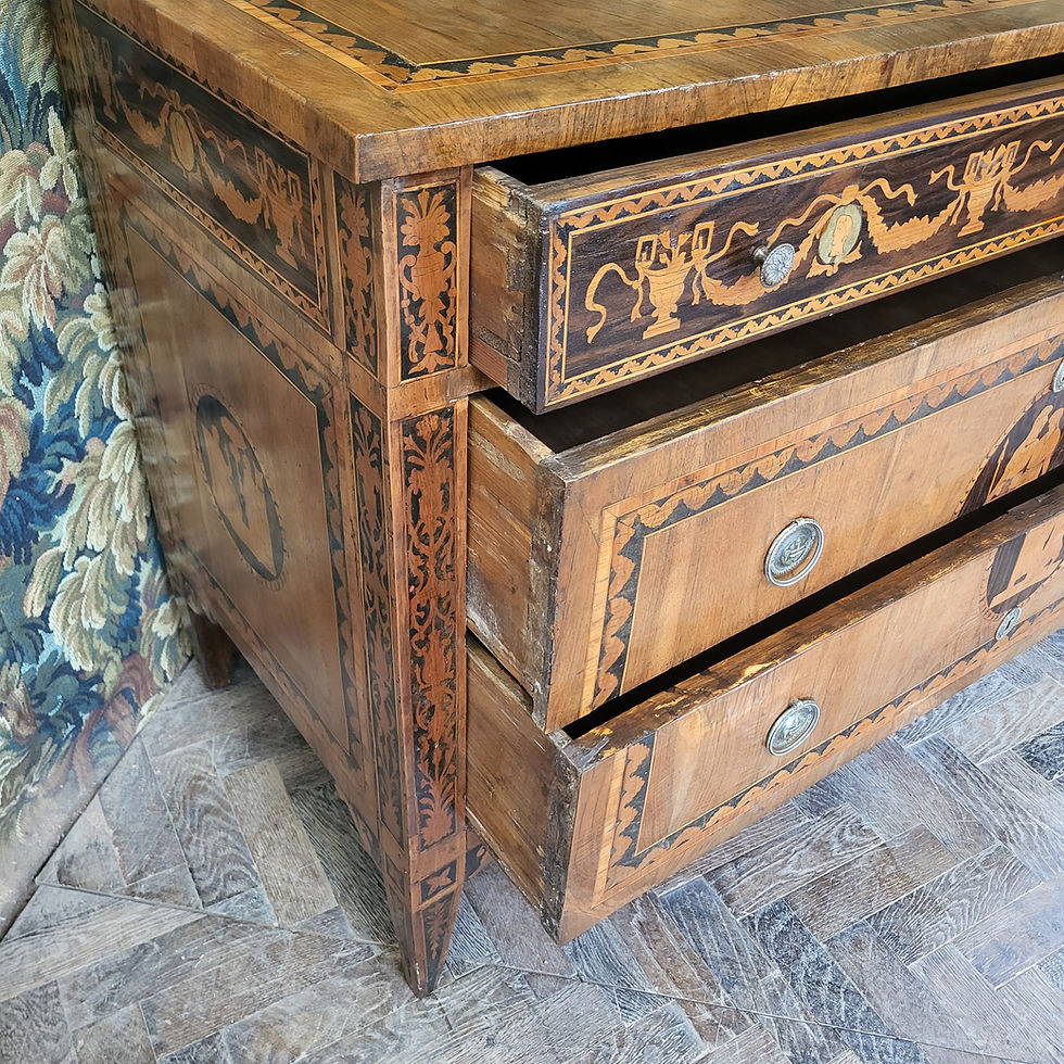 Thumbnail: Antique Italian Walnut Commode/ chest of drawers
