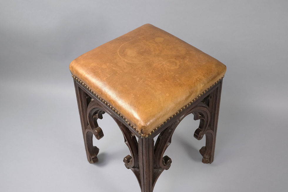 Thumbnail: Pair of Gothic French Oak Stools