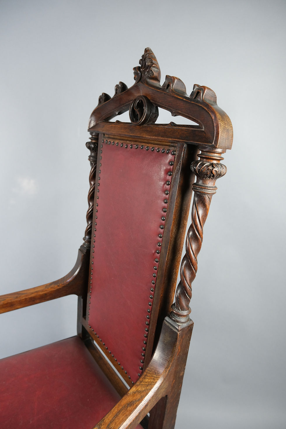 Thumbnail: Pair of Gothic Oak Armchairs