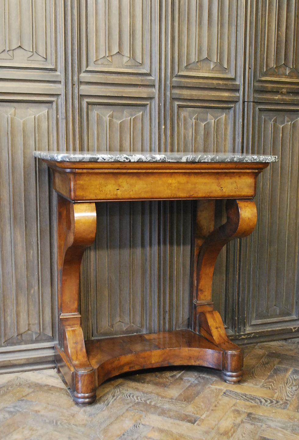 Thumbnail: Small French walnut console table