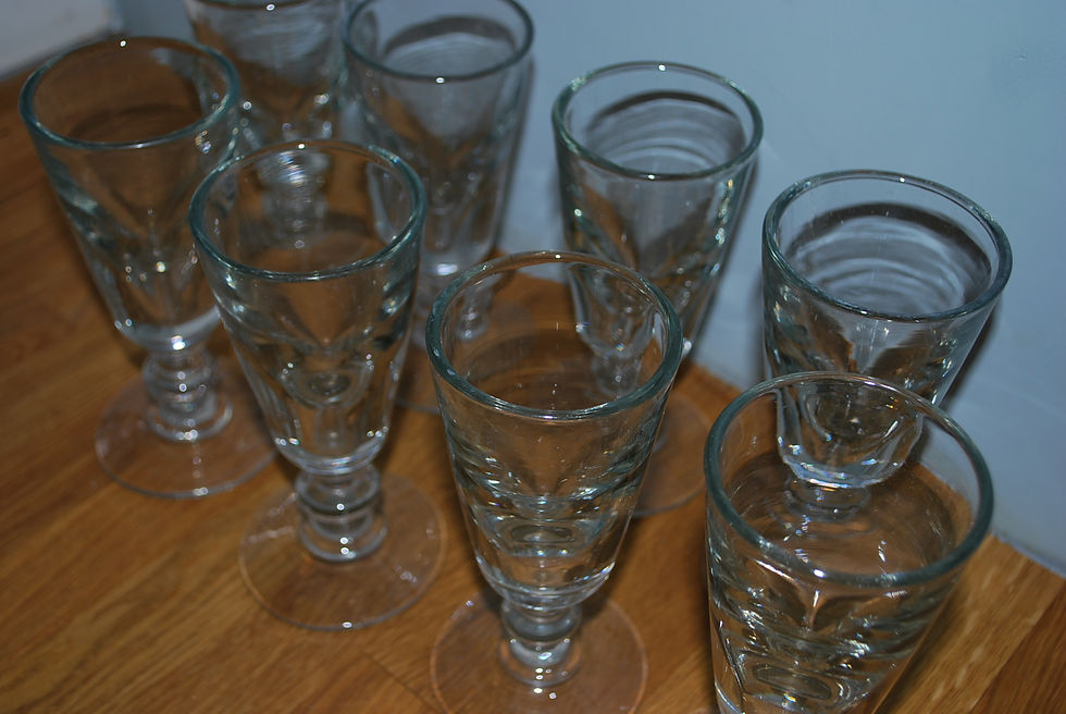Thumbnail: Set of 8 Antique Deception Toasting Glasses
