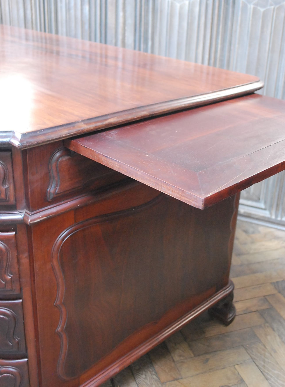 Thumbnail: Freestanding French Mahogany Pedestal Desk