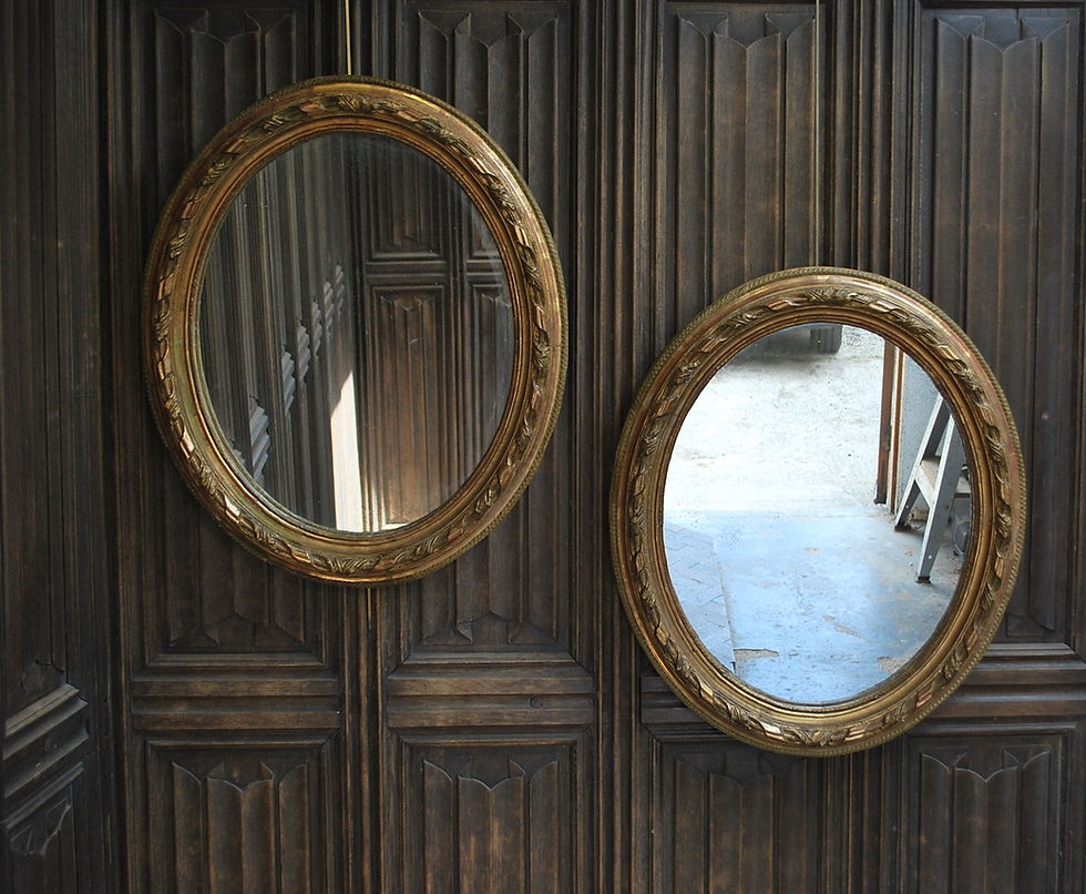 Thumbnail: Pair of Gilt French Oval Mirrors