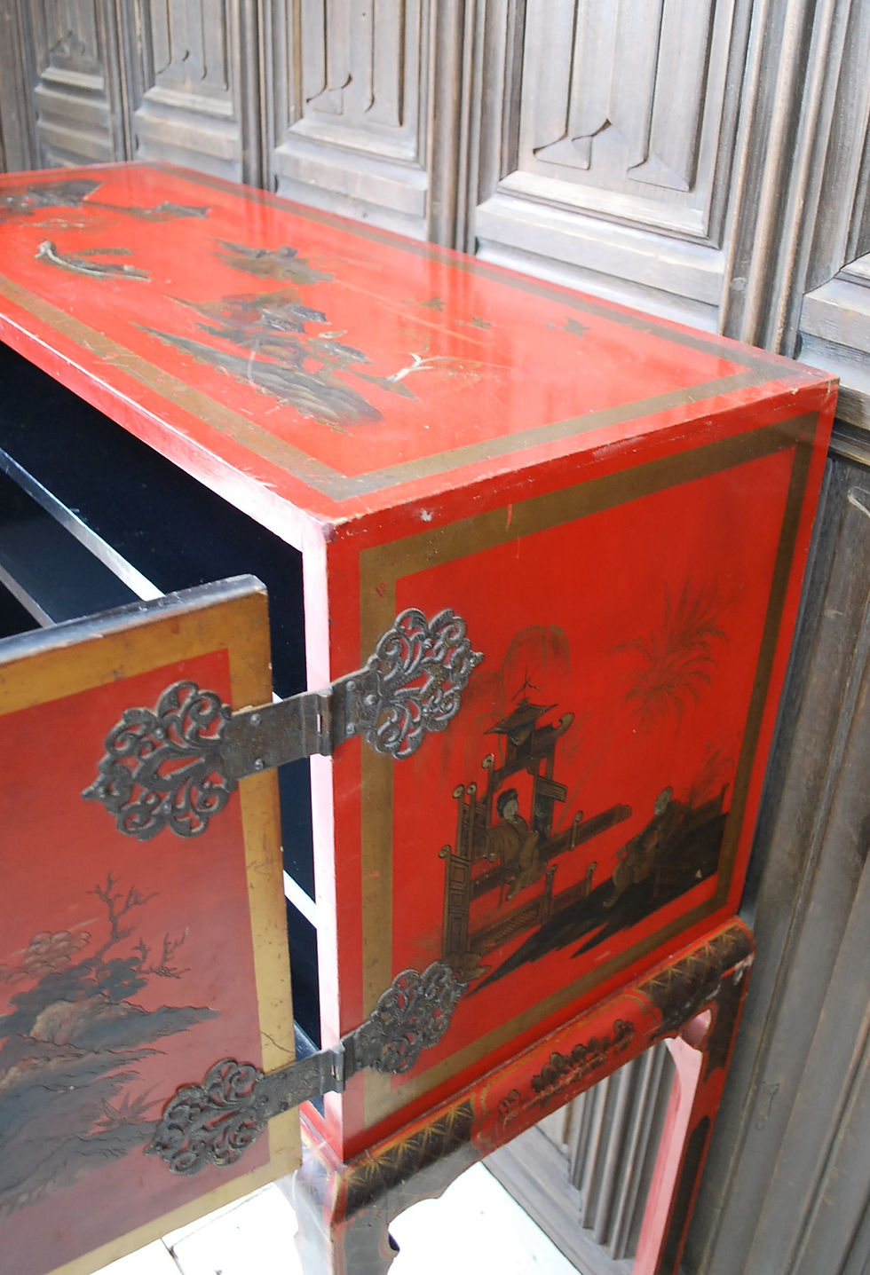 Thumbnail: Red Japanned Cabinet On Stand