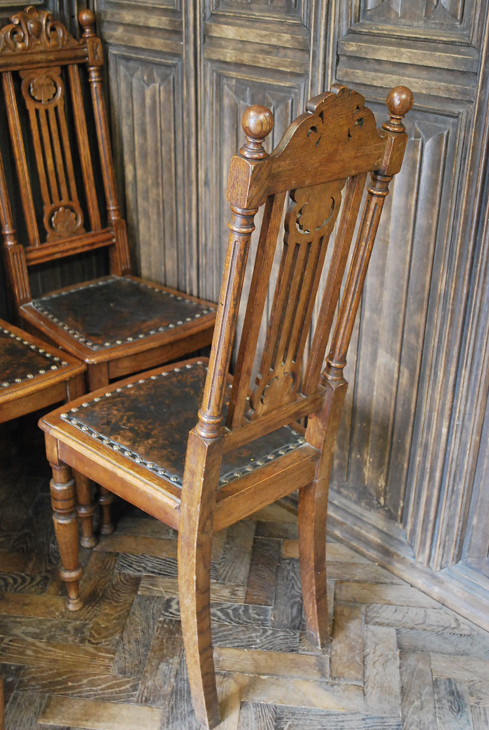 Thumbnail: Set of 16 French Oak Dining Chairs