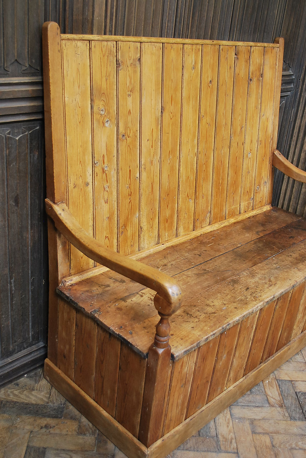 Thumbnail: Antique English Pine Settle/bench