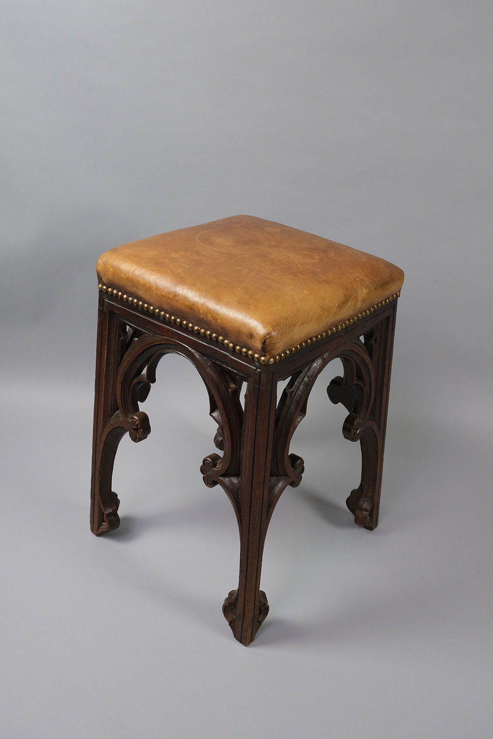 Thumbnail: Pair of Gothic French Oak Stools