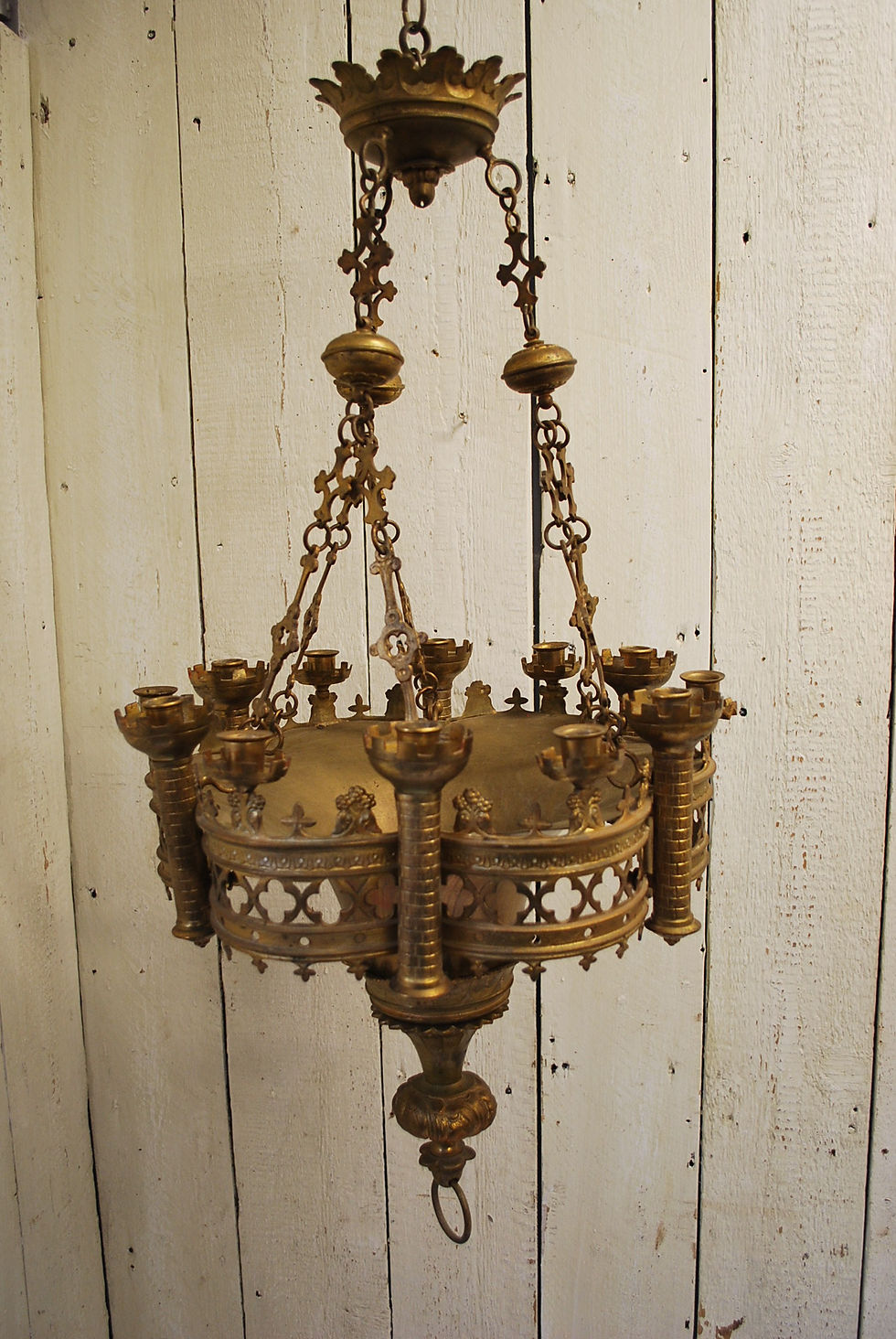 Thumbnail: Antique Gothic brass Chandelier/ceiling light