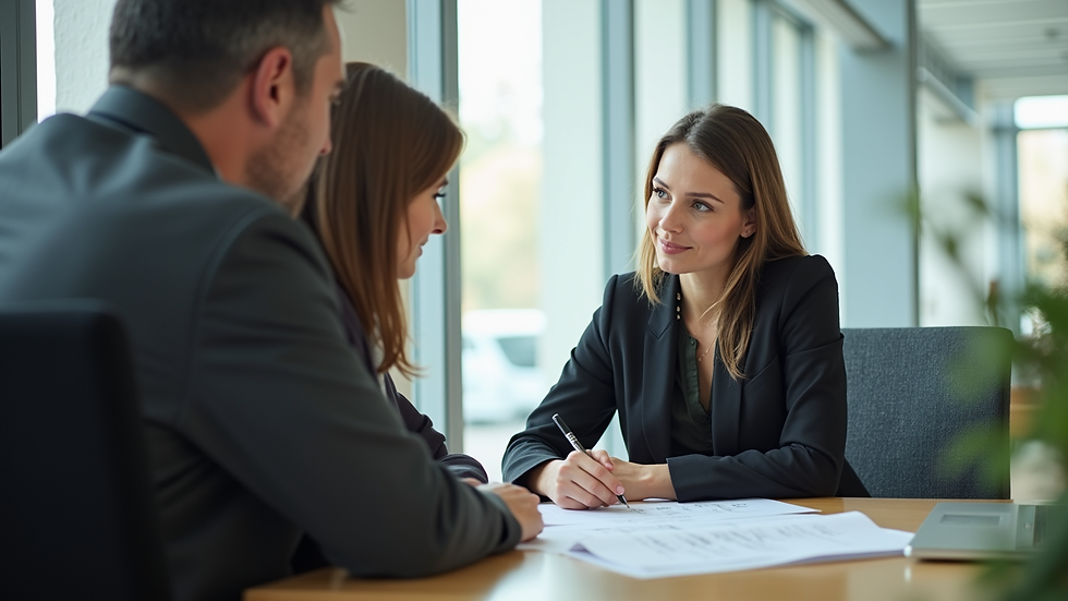 Eye-level view of a travel agent discussing plans with a client