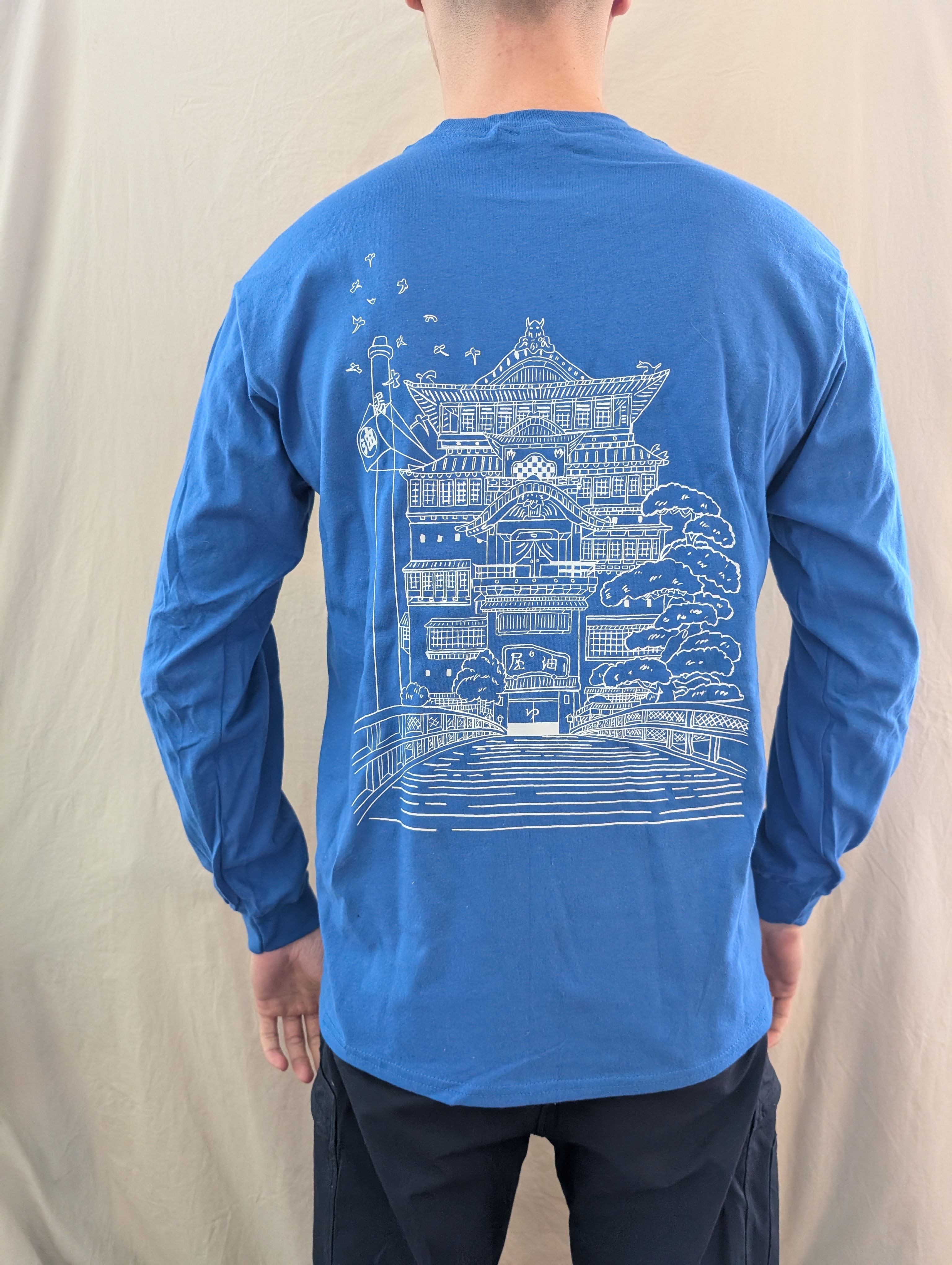 Voyage de Chiiro - Temple Lineart -Tshirt manches longues bleues