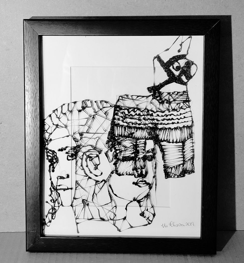 Miniatura: 28 x 23 cm Melted Filament Line Art Flat Sculptures
