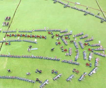 Bataille de Fontenoy - Vue aérienne de la disposition des troupes alliées et représentation par des figurines 15mm – wargame