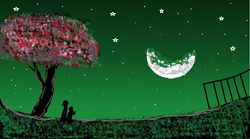 Half moon in forest