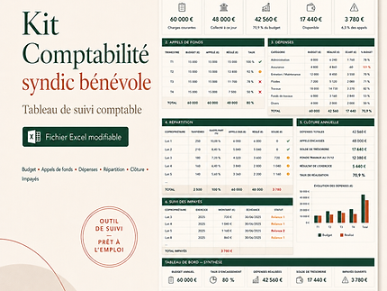 Image descriptive du tableau Excel syndic bénévole kit "Comptabilité"