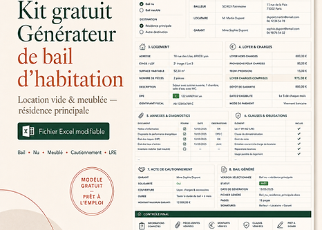 Image du Tableau Excel du kit bailleur "Générateur de bail d'habitation"