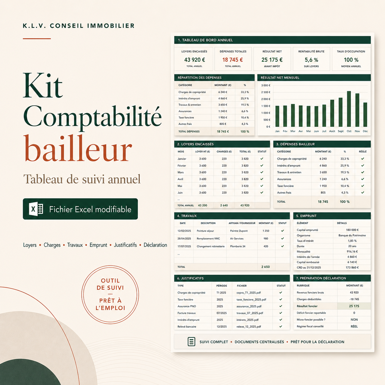 Kit Bailleur - Tableau Annuel Comptabilité