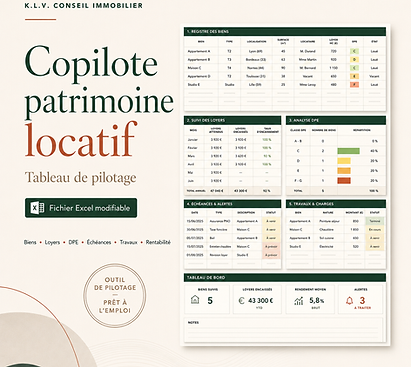 Image d'un tableau Excel pour bailleur du kit "Copilote patrimoine locatif - tableau de pilotage"