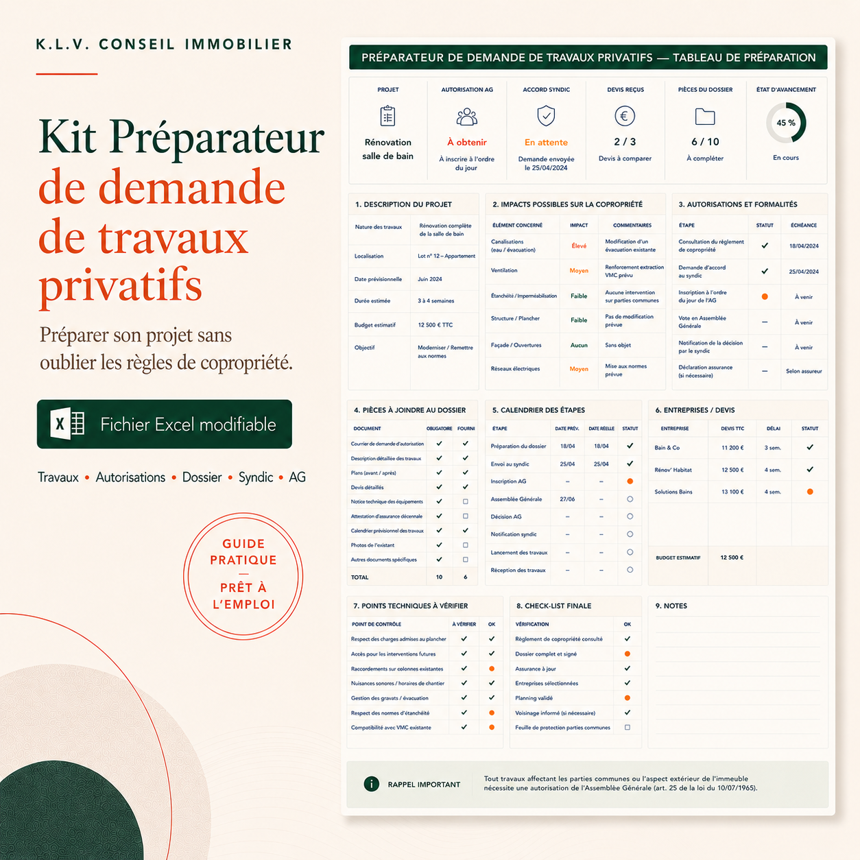Kit Copropriétaires - Préparateur de demande de travaux privatifs