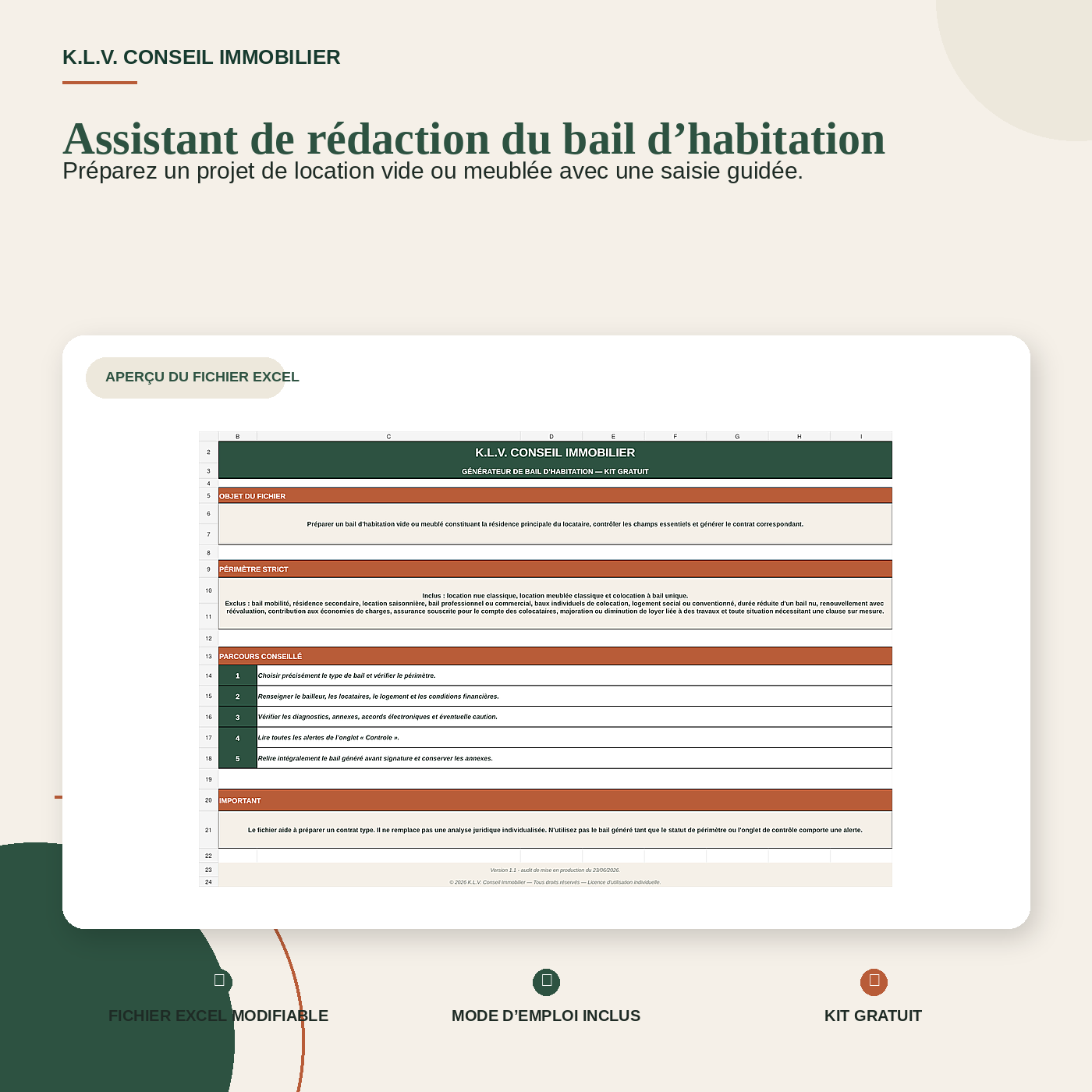 Kit Bailleur - Assistant de rédaction bail d'habitation vide ou meublé