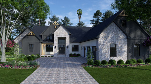 Modern Farm House with Stone Facade