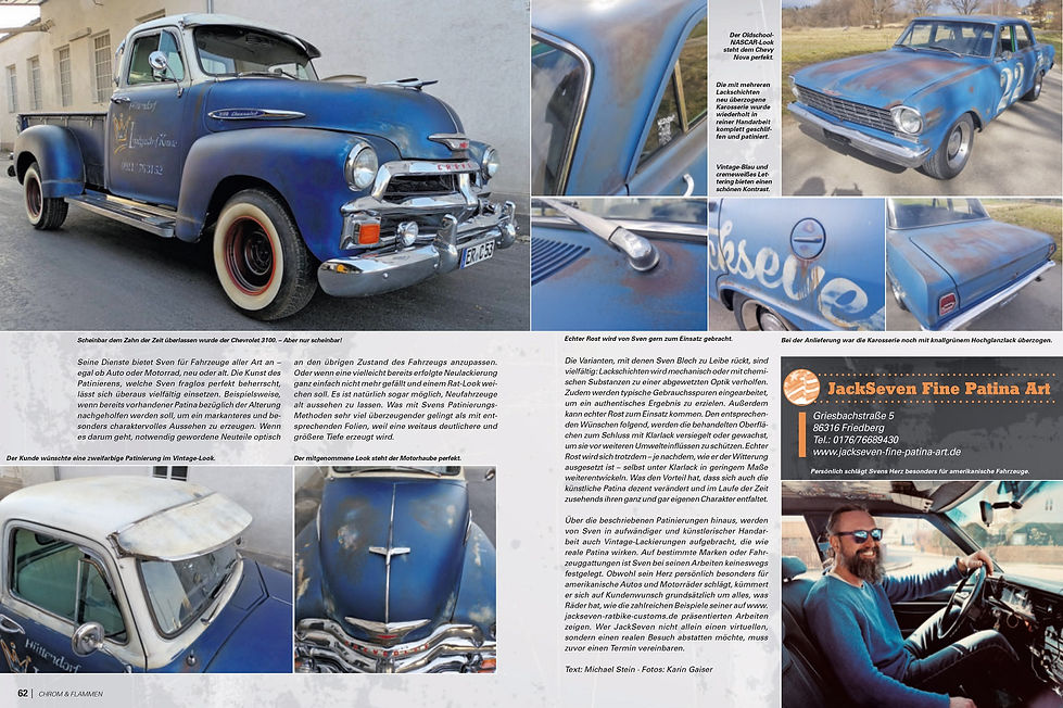 Chrom und Flammen Reportage über JackSeven Patina für Hot Rods und US-Cars