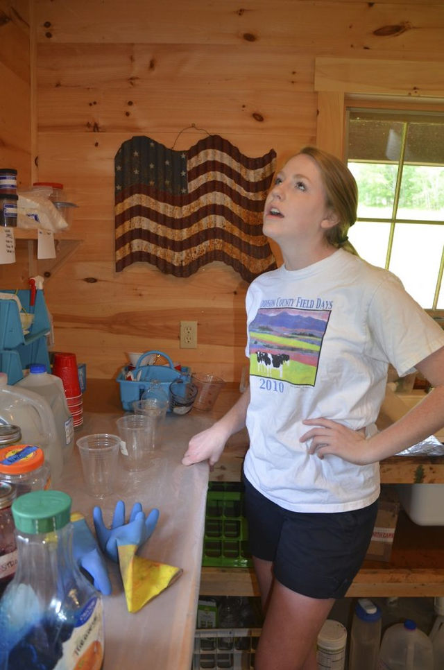 a goofy girl tie- dyeing some shirts with my dyes