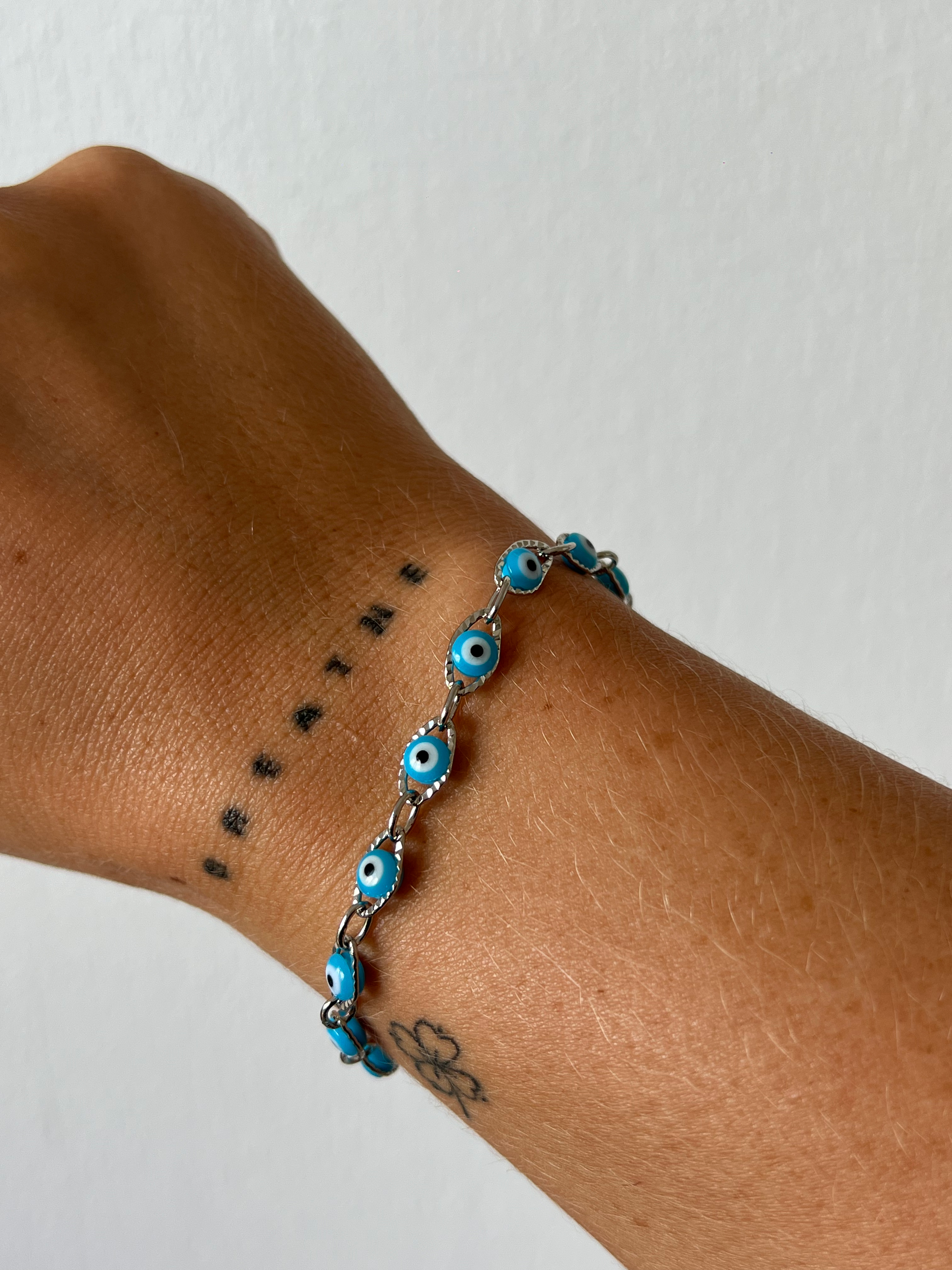 Evil eye bracelet zilver lichtblauw