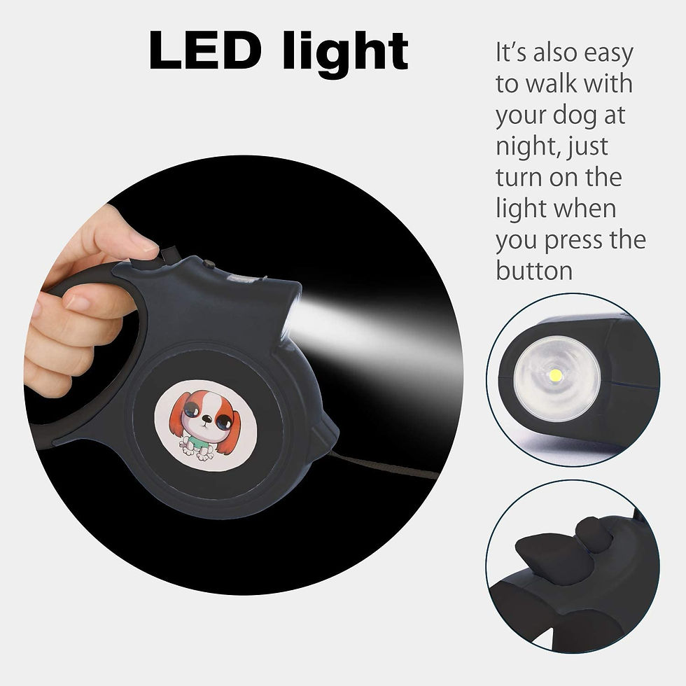 Thumbnail: LED Lighted Retractable Nylon Dog Leash - Black