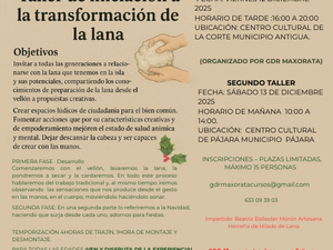 GDR Maxorata organiza el Taller de Iniciación a la Transformación de la Lana, destinado a todas las edades, que se celebrará el 12 y 13 de diciembre de 2025 en Antigua y Pájara.