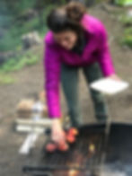 jacqui cooking while camping