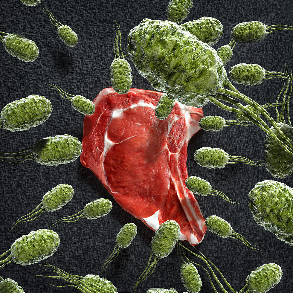 Red recall warning message over tray of raw chicken.