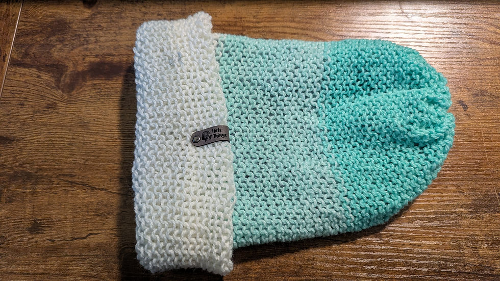 Thumbnail: Teal/White/Gray Reversible Slouchy Hat