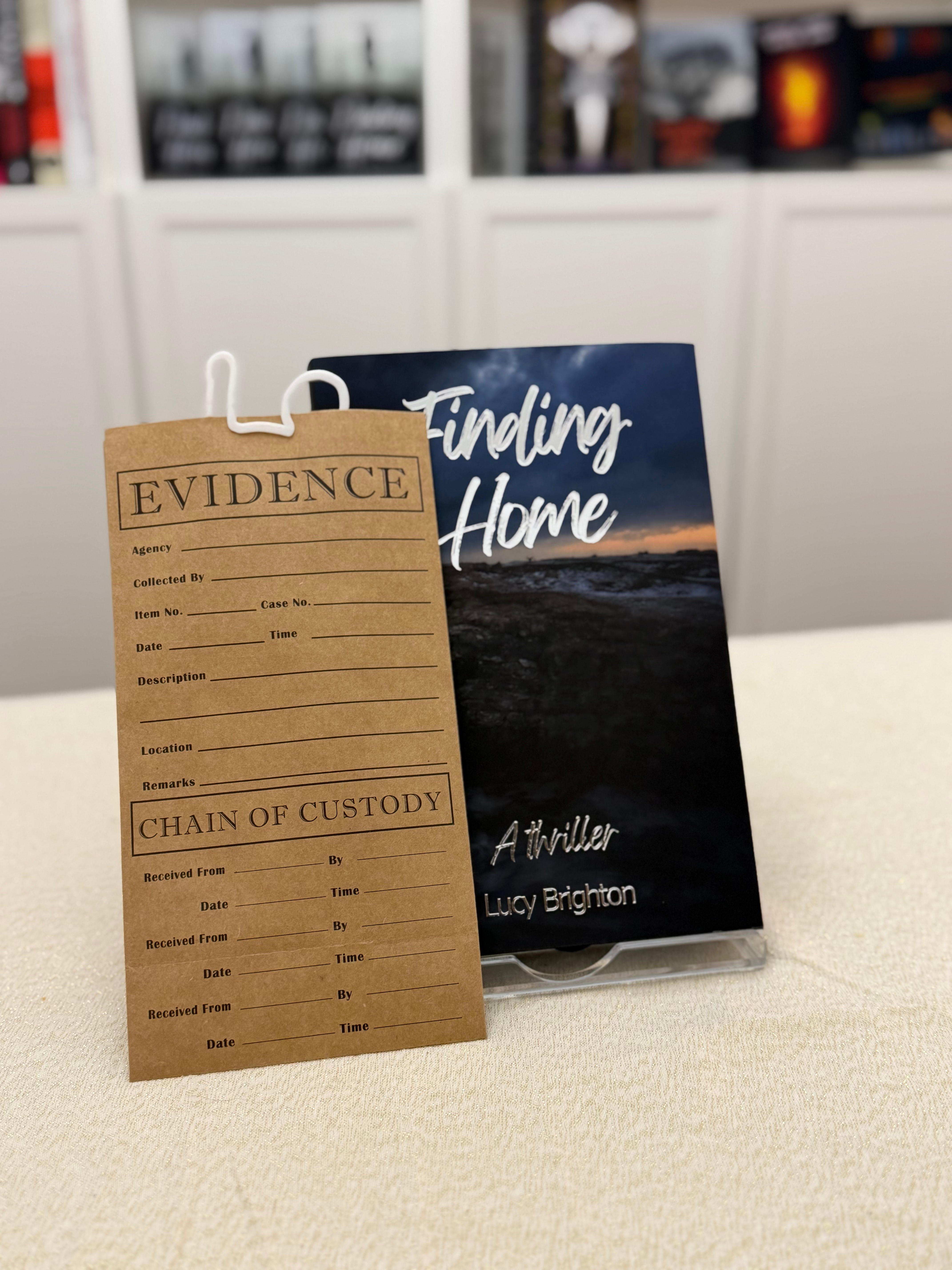 Exclusive Finding home hardback edition, with foil lettering and the evidence bag full of evidence
