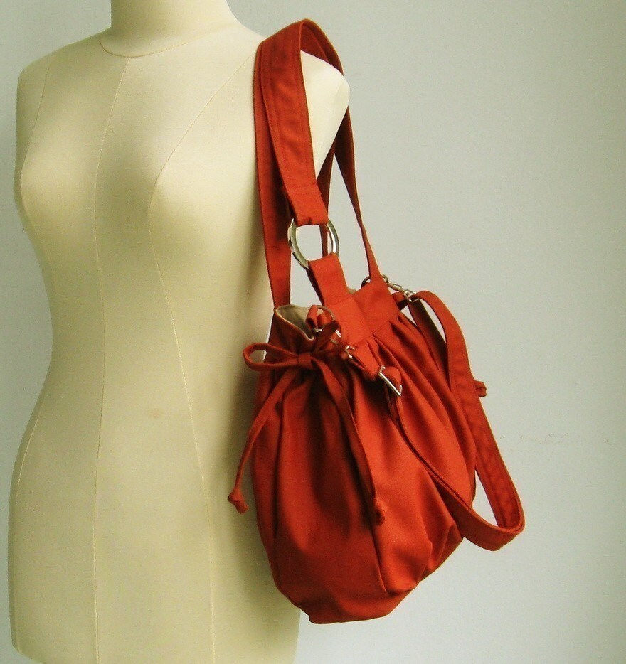 Thumbnail: Burnt orange canvas crossbody bag, diaper bag with adjustable strap, handbag gi